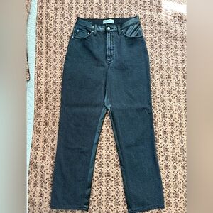 Abercrombie & Fitch Black Wash Jeans with Faux Leather Trim